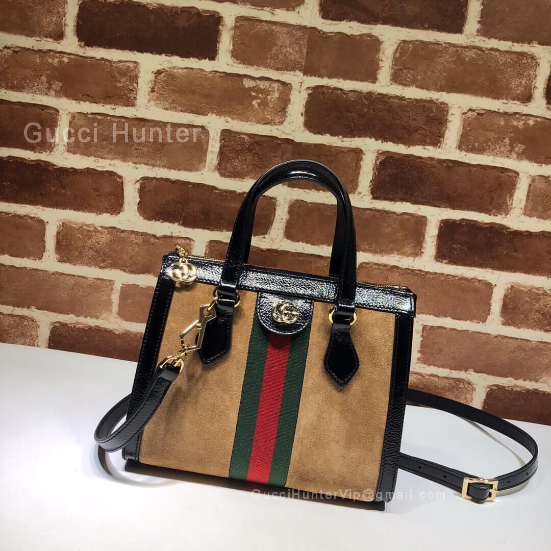 Gucci Ophidia Small Suede Tote Bag Chestnut 547551